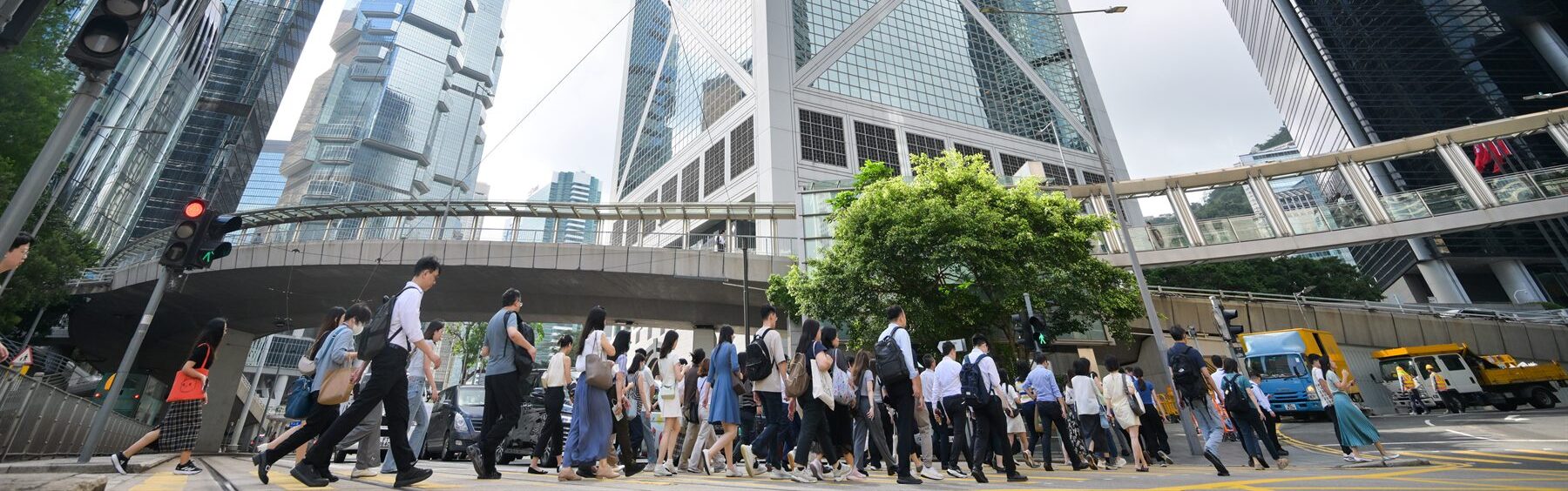 Pedestrians in Hong Kong's Central business district