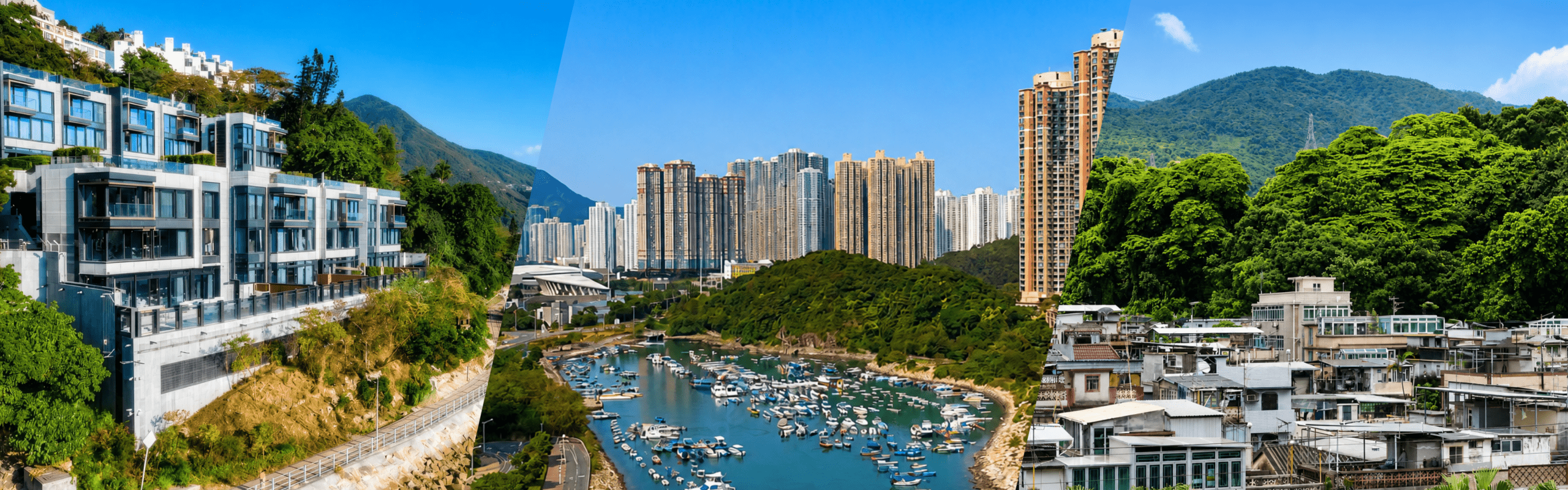 Aberdeen Harbour in Hong Kong with boats and residential towers